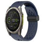 For Garmin Fenix 8 MIP 47mm Hole Folding Buckle 22mm Silicone Watch Band(Midnight Blue) - 1