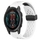 For Garmin Fenix E 47mm Hole Folding Buckle 22mm Silicone Watch Band(White) - 1