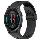 For Garmin Fenix E 47mm Hole Folding Buckle 22mm Silicone Watch Band(Black) - 1