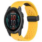 For Garmin Fenix E 47mm Hole Folding Buckle 22mm Silicone Watch Band(Yellow) - 1