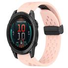 For Garmin Fenix E 47mm Hole Folding Buckle 22mm Silicone Watch Band(Pink) - 1