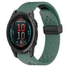 For Garmin Fenix E 47mm Hole Folding Buckle 22mm Silicone Watch Band(Dark Green) - 1