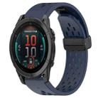 For Garmin Fenix E 47mm Hole Folding Buckle 22mm Silicone Watch Band(Midnight Blue) - 1