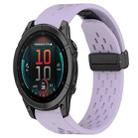 For Garmin Fenix E 47mm Hole Folding Buckle 22mm Silicone Watch Band(Purple) - 1