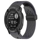 For Garmin Instinct 2X Solar 26mm Folding Buckle Hole Silicone Watch Band(Dark Gray) - 1