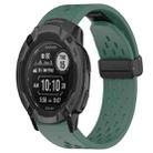 For Garmin Instinct 2X Solar 26mm Folding Buckle Hole Silicone Watch Band(Dark Green) - 1