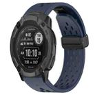 For Garmin Instinct 2X Solar 26mm Folding Buckle Hole Silicone Watch Band(Midnight Blue) - 1