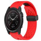 For Garmin Tactix 7 Pro 26mm Folding Buckle Hole Silicone Watch Band(Red) - 1