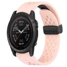 For Garmin Tactix 7 Pro 26mm Folding Buckle Hole Silicone Watch Band(Pink) - 1