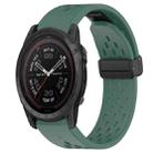 For Garmin Tactix 7 Pro 26mm Folding Buckle Hole Silicone Watch Band(Dark Green) - 1