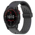 For Garmin Fenix 7X Solar 26mm Folding Buckle Hole Silicone Watch Band(Dark Gray) - 1