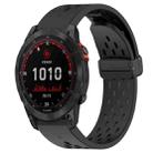 For Garmin Fenix 7X Solar Hole Folding Buckle 26mm Silicone Watch Band(Black) - 1