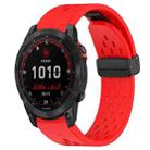 For Garmin Fenix 7X Solar 26mm Folding Buckle Hole Silicone Watch Band(Red) - 1