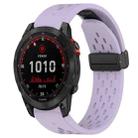 For Garmin Fenix 7X Solar 26mm Folding Buckle Hole Silicone Watch Band(Purple) - 1