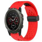 For Garmin Fenix 5X Sapphire 26mm Folding Buckle Hole Silicone Watch Band(Red) - 1