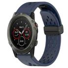 For Garmin Fenix 5X Sapphire 26mm Folding Buckle Hole Silicone Watch Band(Midnight Blue) - 1