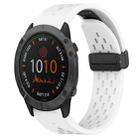 For Garmin Fenix 6X Hole Folding Buckle 26mm Silicone Watch Band(White) - 1