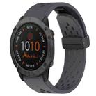 For Garmin Fenix 6X Hole Folding Buckle 26mm Silicone Watch Band(Dark Gray) - 1