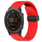 For Garmin Fenix 6X 26mm Folding Buckle Hole Silicone Watch Band(Red) - 1