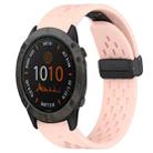 For Garmin Fenix 6X Hole Folding Buckle 26mm Silicone Watch Band(Pink) - 1