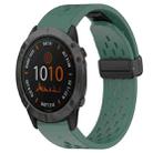 For Garmin Fenix 6X 26mm Folding Buckle Hole Silicone Watch Band(Dark Green) - 1