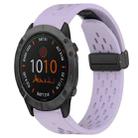 For Garmin Fenix 6X Hole Folding Buckle 26mm Silicone Watch Band(Purple) - 1