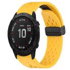 For Garmin Fenix 6X Sapphire 26mm Folding Buckle Hole Silicone Watch Band(Yellow) - 1