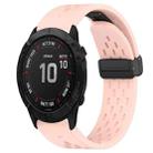 For Garmin Fenix 6X Sapphire 26mm Folding Buckle Hole Silicone Watch Band(Pink) - 1