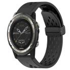 For Garmin D2 Charlie 26mm Folding Buckle Hole Silicone Watch Band(Black) - 1