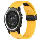 For Garmin D2 Charlie 26mm Folding Buckle Hole Silicone Watch Band(Yellow) - 1