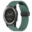 For Garmin D2 Charlie Hole Folding Buckle 26mm Silicone Watch Band(Dark Green) - 1