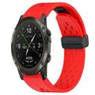 For Garmin D2 Delta PX Hole Folding Buckle 26mm Silicone Watch Band(Red) - 1