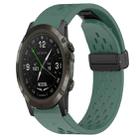 For Garmin D2 Delta PX 26mm Folding Buckle Hole Silicone Watch Band(Dark Green) - 1