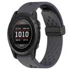 For Garmin Tactix 7 26mm Folding Buckle Hole Silicone Watch Band(Dark Gray) - 1