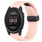 For Garmin Tactix 7 26mm Folding Buckle Hole Silicone Watch Band(Pink) - 1