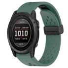 For Garmin Tactix 7 Hole Folding Buckle 26mm Silicone Watch Band(Dark Green) - 1