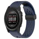 For Garmin Tactix 7 26mm Folding Buckle Hole Silicone Watch Band(Midnight Blue) - 1