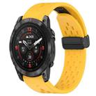 For Garmin Epix Pro 51mm 26mm Folding Buckle Hole Silicone Watch Band(Yellow) - 1