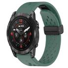 For Garmin Epix Pro 51mm 26mm Folding Buckle Hole Silicone Watch Band(Dark Green) - 1