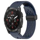 For Garmin Epix Pro 51mm 26mm Folding Buckle Hole Silicone Watch Band(Midnight Blue) - 1