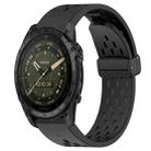 For Garmin Tactix 7 AMOLED 26mm Folding Buckle Hole Silicone Watch Band(Black) - 1