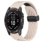 For Garmin Fenix 7X Pro 51mm Hole Folding Buckle 26mm Silicone Watch Band(Starlight Color) - 1