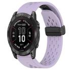 For Garmin Fenix 7X Pro 51mm 26mm Folding Buckle Hole Silicone Watch Band(Purple) - 1