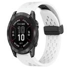 For Garmin Fenix 7X 26mm Folding Buckle Hole Silicone Watch Band(White) - 1