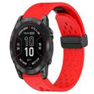 For Garmin Fenix 7X 26mm Folding Buckle Hole Silicone Watch Band(Red) - 1