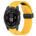 For Garmin Fenix 7X 26mm Folding Buckle Hole Silicone Watch Band(Yellow) - 1