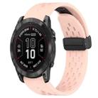 For Garmin Fenix 7X 26mm Folding Buckle Hole Silicone Watch Band(Pink) - 1