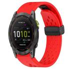 For Garmin Enduro 2 26mm Folding Buckle Hole Silicone Watch Band(Red) - 1