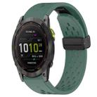 For Garmin Enduro 2 26mm Folding Buckle Hole Silicone Watch Band(Dark Green) - 1