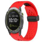 For Garmin Enduro 26mm Folding Buckle Hole Silicone Watch Band(Red) - 1